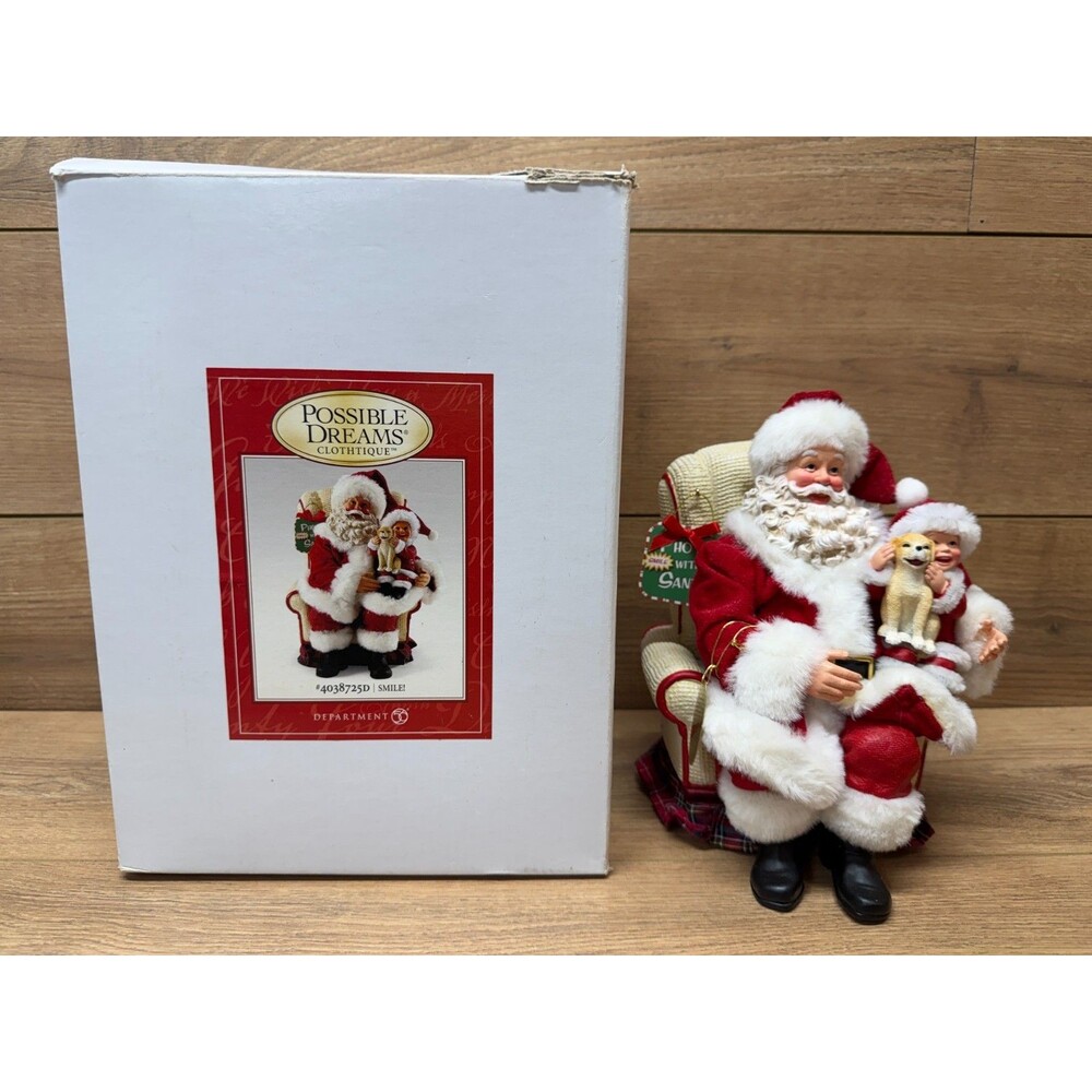 Department 56 Possible Dreams Clothtique "Smile!" Santa Figurine 4038725D w/ Box